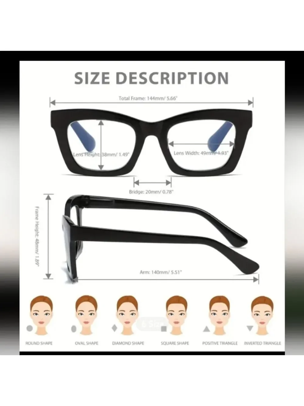 +2.00 Square Reading glasses Oprah style Blue light blocking